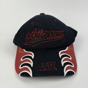 Vintage Arizona Black Red Flame Snapback Baseball Hat Cap Cardinals NFL MLB